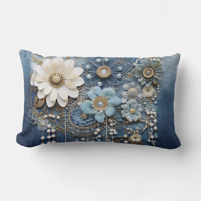 Costume jewelry on Blue Denim Lumbarkudde (Framsida)