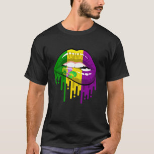 Costume Läppar Women Fleur De Lis Mardi Gras T Shirt