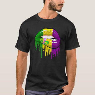 Costume Läppar Women Fleur De Lis Mardi Gras T Shirt