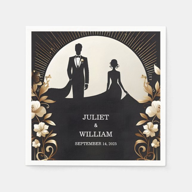 Costume Manar Vuxen Tuxedo Bold Black Tie Bröllop Pappersservett (Framsidan)