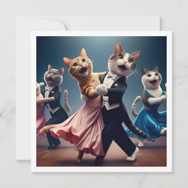 Costume party, Ballroom dansande party, cat Inbjudningar (Framsida)