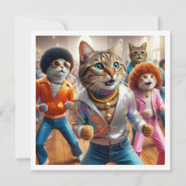 Costume party, Disco Dance party, cat Inbjudningar