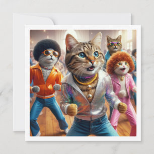 Costume party, Disco Dance party, cat Inbjudningar