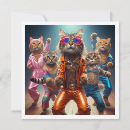 Costume party, Disco-dance party, cat Inbjudningar