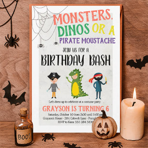 Costume Party Halloween Birthday-inbjudan Inbjudningar