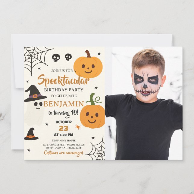 Costume Party Trick-or-Treat Inbjudan (Framsida)