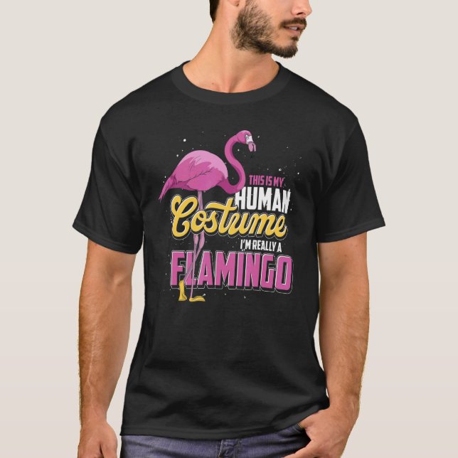 Costume Party Tropical Animal Rosa Flamingo T Shirt (Framsida)