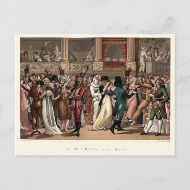Costume party vid Opera, Paris, Fransk Vykort (Framsida)