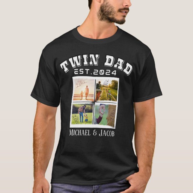 Costume Photos and Text Twin Pappa Gift T Shirt (Framsida)