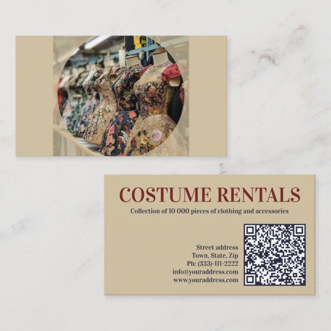 Costume Rental House Master Tailor Classic Black Visitkort (Fram/baksida)