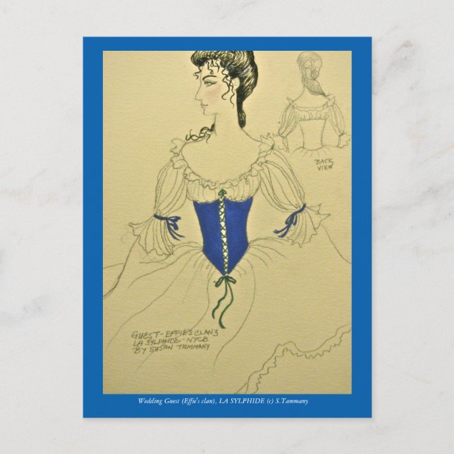Costume sketch for LA SYLPHIDE-ballett Vykort (Framsida)