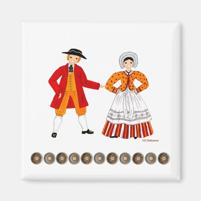 Costume Tradinel d'Alsace, Frankrike Magnet (Framsidan)