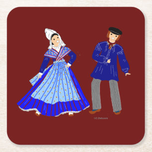 Costume Tradinel de Picardie, Frankrike Underlägg Papper Kvadrat