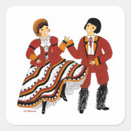 Costume traditionnel de Corse, France Fyrkantigt Klistermärke