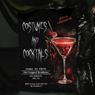 Costumes and Cocktails Bloody Potion Halloween Inbjudningar