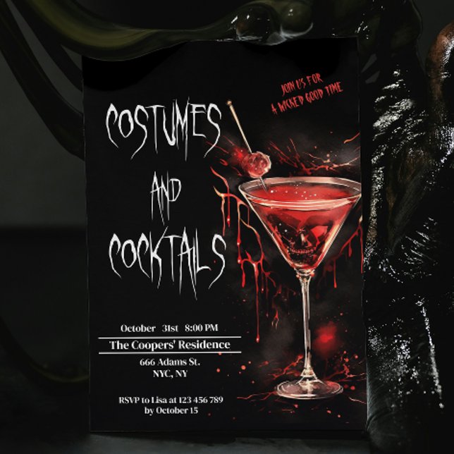 Costumes and Cocktails Bloody Potion Halloween Inbjudningar (Skapare uppladdad)