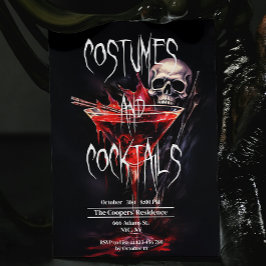 Costumes and Cocktails Bloody Vuxen Halloween Inbjudningar