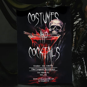 Costumes and Cocktails Bloody Vuxen Halloween Inbjudningar