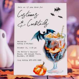 Costumes and Cocktails Halloween fest Inbjudningar