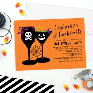 Costumes and Cocktails Orange Halloween fest Inbjudningar