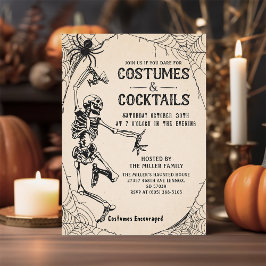 Costumes and Cocktails Skeleton Vuxen Halloween Inbjudningar
