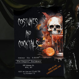 Costumes and Cocktails Spooky Skull Halloween Inbjudningar