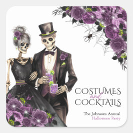 Costumes and Cocktails Vuxen Halloween fest Fyrkantigt Klistermärke