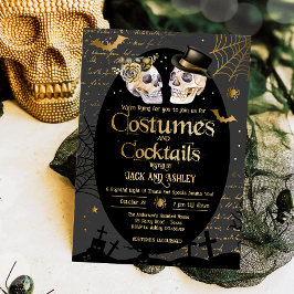 Costumes and Cocktails Vuxen Halloween fest Inbjudningar