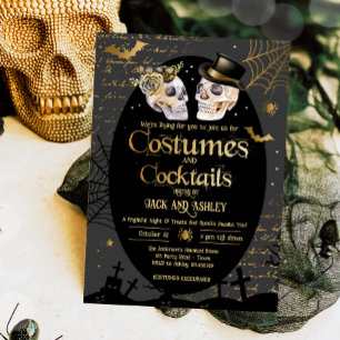 Costumes and Cocktails Vuxen Halloween fest Inbjudningar