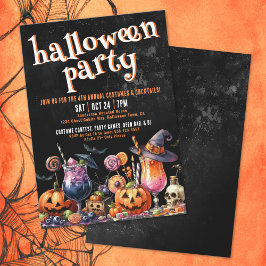 Costumes and cocktails Vuxen Halloween fest Inbjudningar