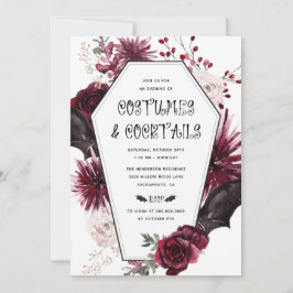 Costumes and Cocktails Vuxen Halloween fest Inbjudningar