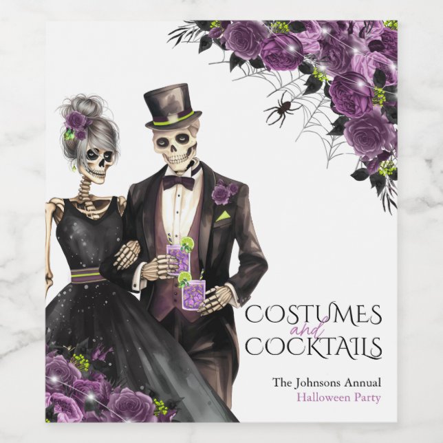 Costumes and Cocktails Vuxen Halloween fest Vinflaska Etikett (Singel etikett)