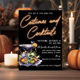 Costumes and Cocktails Vuxen Skull Halloween fest Inbjudningar
