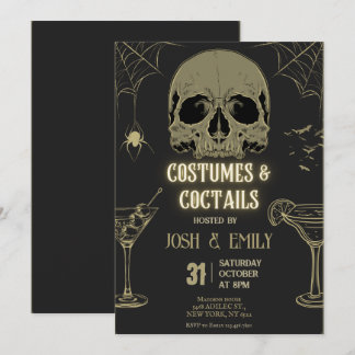 Costumes & Cocktails Halloween Vuxen Party Scull Inbjudningar