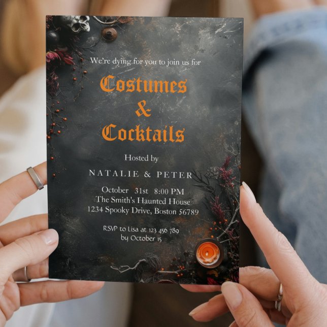Costumes & Cocktails I Candles Grått Inbjudningar (Skapare uppladdad)