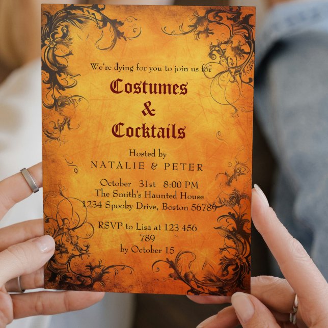 Costumes & Cocktails I Orange Red Ivy-inbjudan Inbjudningar (Skapare uppladdad)