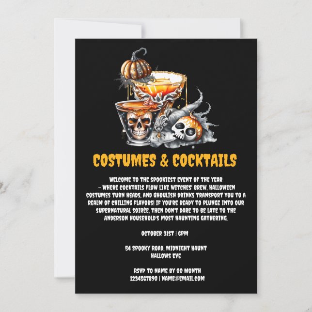 Costumes Cocktails spooky skallpumpa Inbjudningar (Framsida)