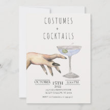 Costumes + Cocktails Vuxen Halloween-inbjudan