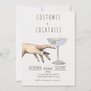Costumes + Cocktails Vuxen Halloween-inbjudan Inbjudningar
