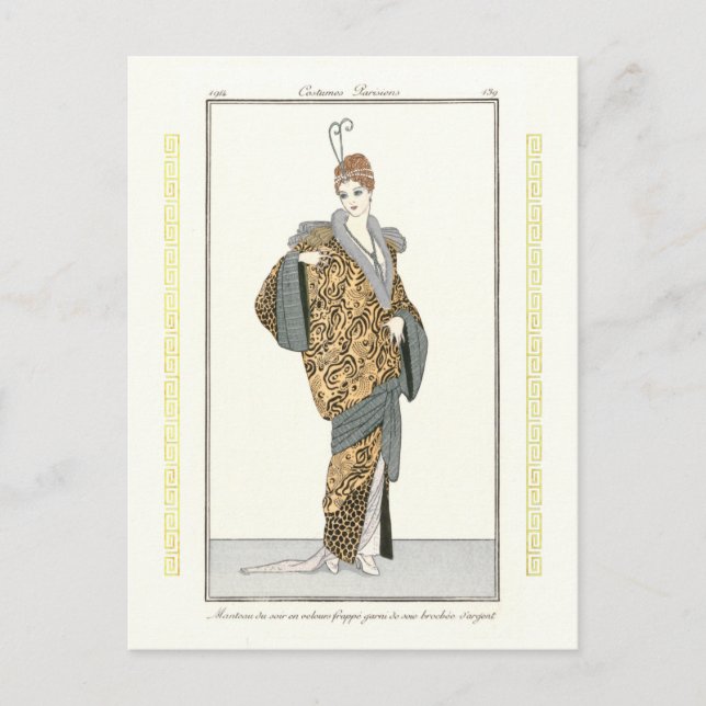 Costumes Parisiens- Manteau du soir Postcard Vykort (Framsida)