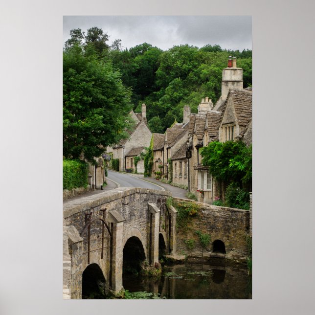 Costwolds stad Castle Combe affisch tryck (Framsidan)