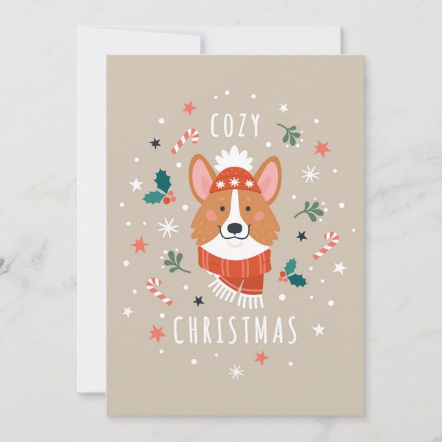 Cosy Corgi - Julvärme Julkort (Framsida)