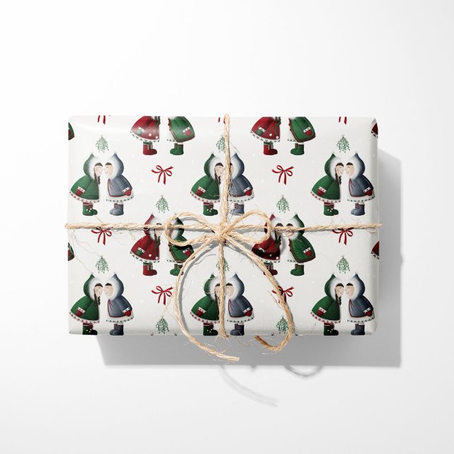 Cosy Eskimo Kyss Vit Jul Presentpapper (Skapare uppladdad)