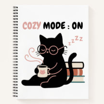 Cosy Mode På Tjejig Svart Katt Kaffe Böcker T-Shir