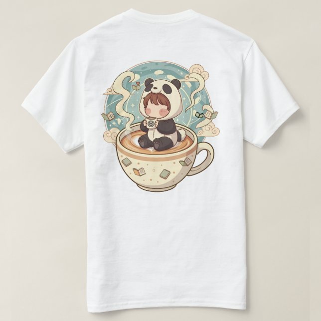 Cosy Panda Coffee Herr Grafik T-shirt (Design baksida)