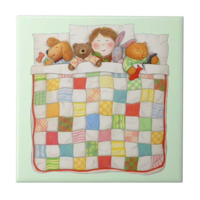 COSY QUILT 10,8x10,8 cm Keramisk Kakel - Grön (Framsidan)