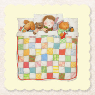 COSY QUILT Scalloped Fyrkantig Pappunderlägg - Gul Underlägg Papper