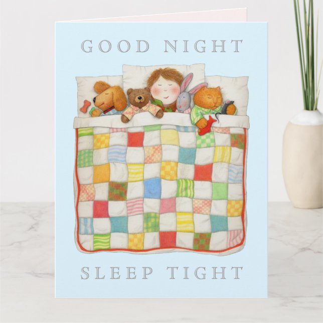 COSY QUILT Stor Välkomstkort / Blå Kort (Framsida)