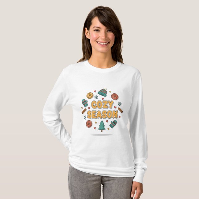 Cosy Season Holiday Elements – Stil B T Shirt (Hel framsida)