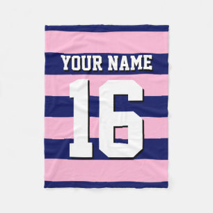 Cot Candy Rosa Navy Blue Team Jersey Preppy Rand Fleecefilt